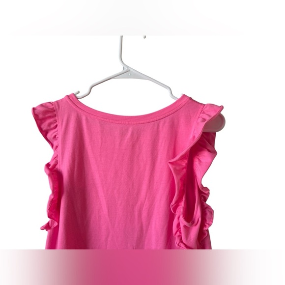 Lily Pulitzer Laina Ruffle Flutter Cap Sleeve Top Bonaire Hot Pink Resort M - Picture 4 of 11
